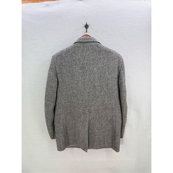 Vintage Harris Tweed Mens Gray Scottish Wool Handwoven Sport Coat Blazer Large - Picture 2 of 12